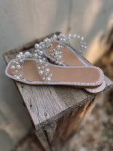 Load image into Gallery viewer, Nude Pearl Embellished Strap Sandals
